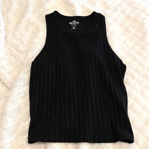Hollister Black Wide Rib Crop Top " Slim Tank " with Stretch Women's Medium